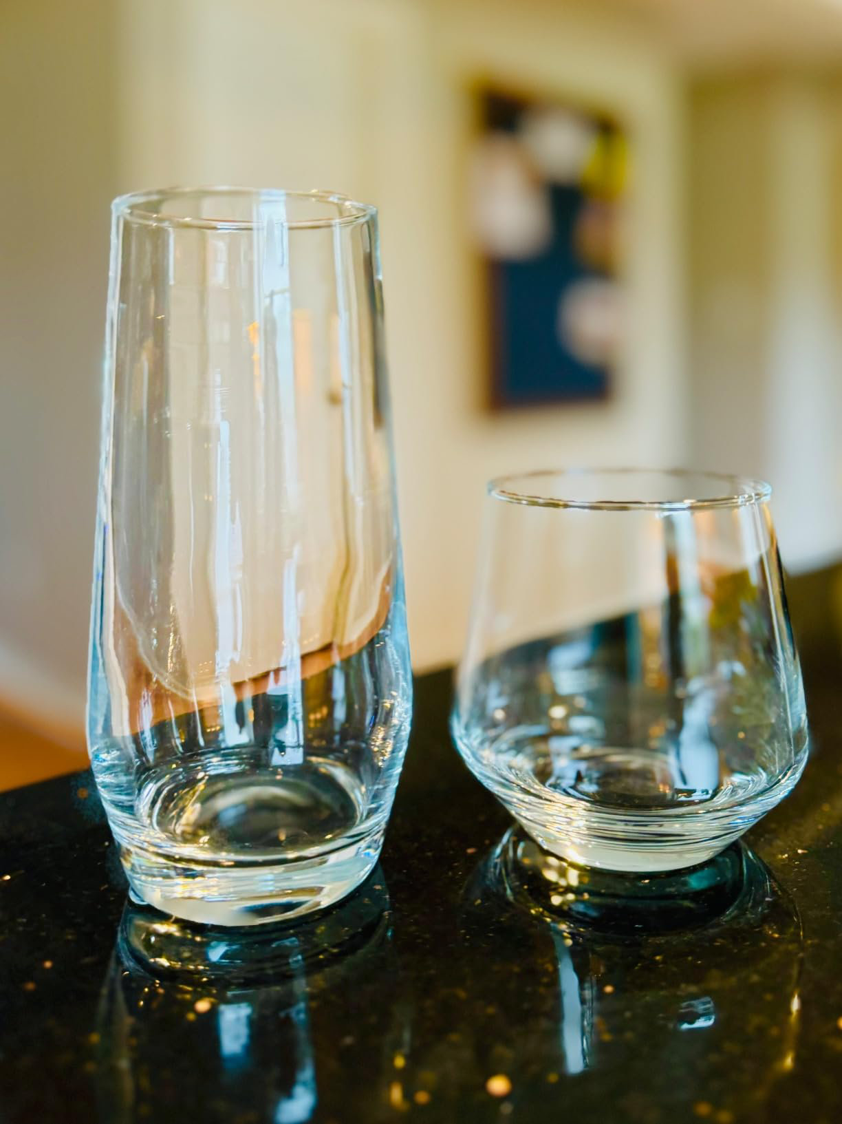 Hokku Designs Glassware Drinking Glasses Set of 8 4 Tall Glass Cups 4 Short Stemless Wine Glasses Wayfair